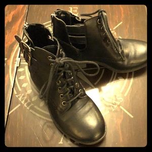 Black lace up combat boots